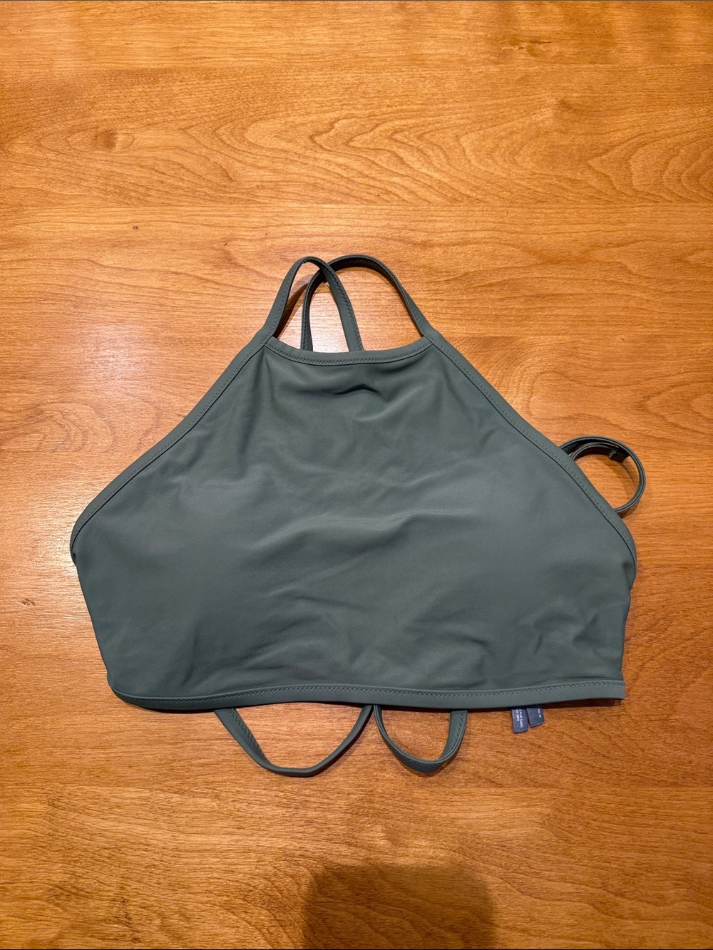 Aerie razor back High Neck Swim Top in Olive Green